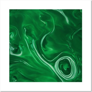 DARK GREEN LIQUID MARBLE DESIGN Posters and Art